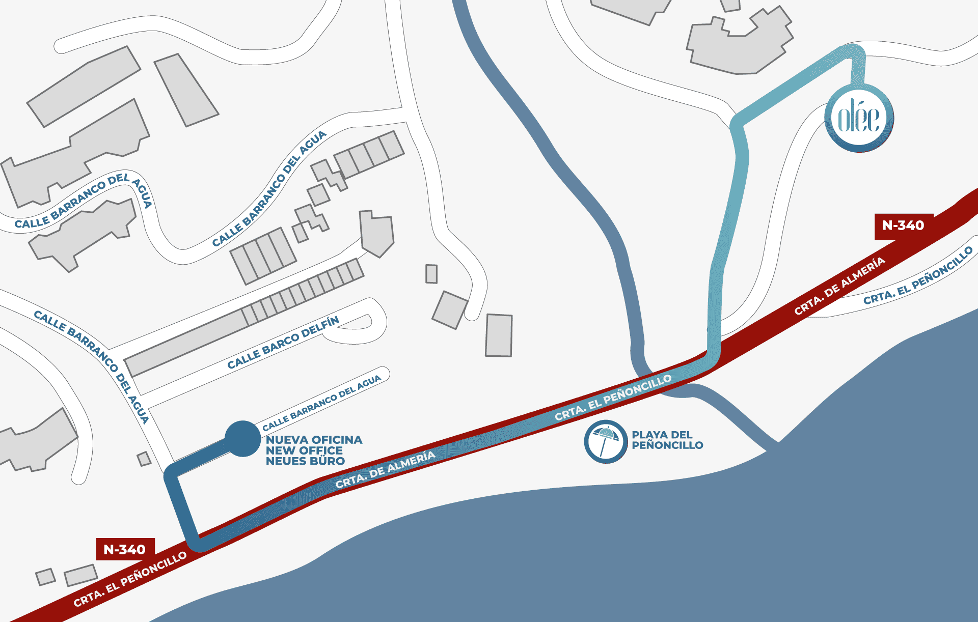 Olée Holiday Rentals reception location map